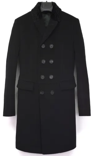 2011 Sartorial Top Coat with Shearling Collar and Pleated Back