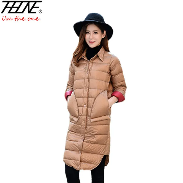 2017 Ultra Light Down Jacket Women Winter Coats Black Overcoat Warm 90% Duck Down Padded Long Winter Jackets Female Down Parka