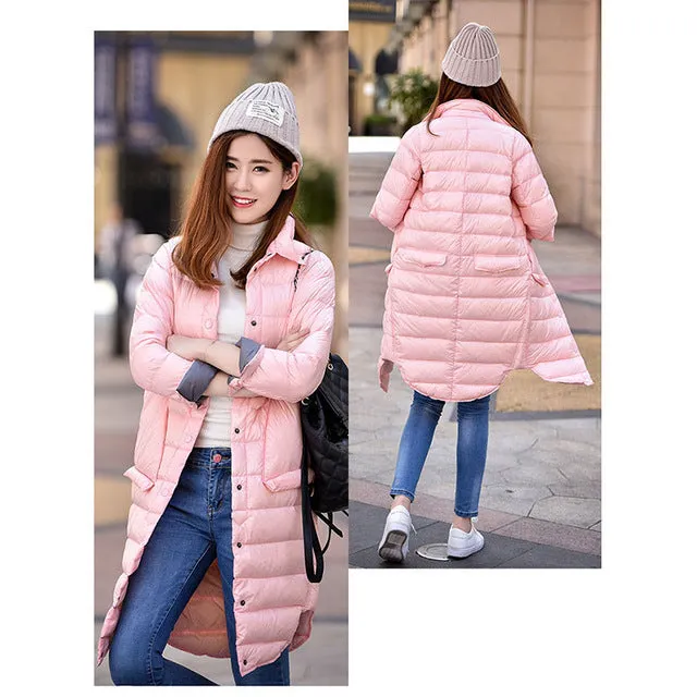 2017 Ultra Light Down Jacket Women Winter Coats Black Overcoat Warm 90% Duck Down Padded Long Winter Jackets Female Down Parka