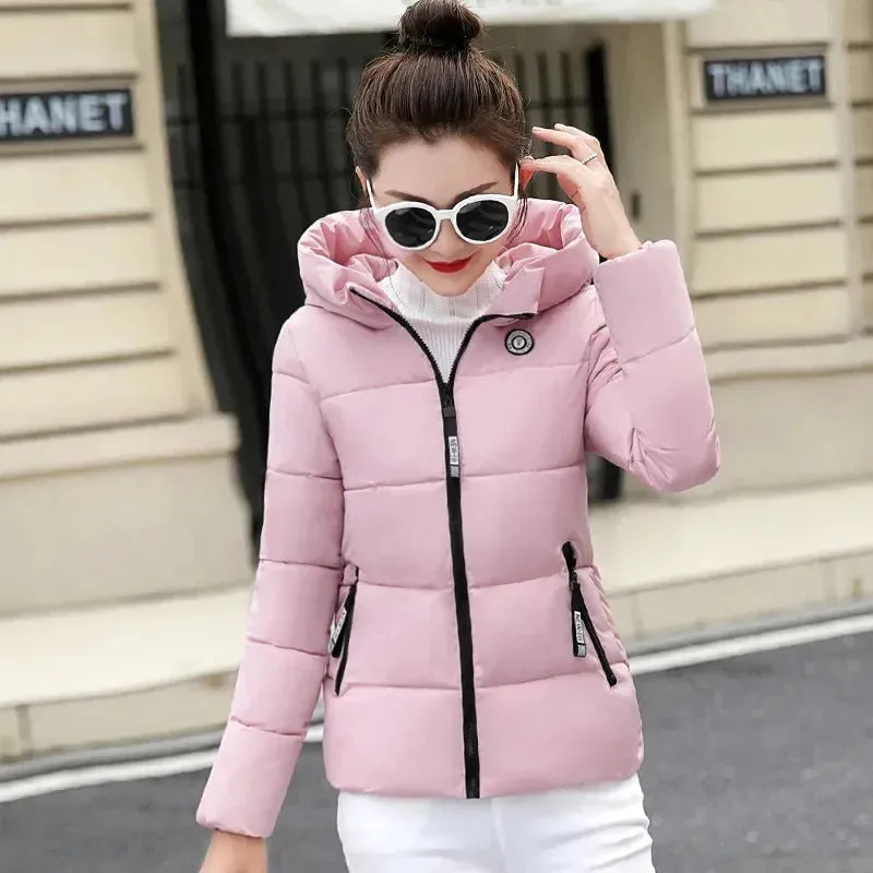 2024 Winter Women Jacket Coats Parkas Female Down Cotton Hooded Overcoat Thick Warm Jackets Windproof Casual Student Coat