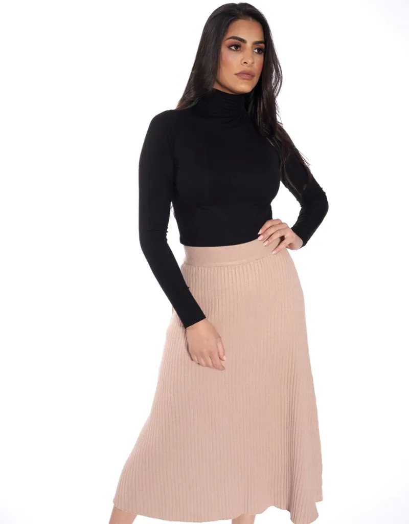 A Line Knit Midi Skirt