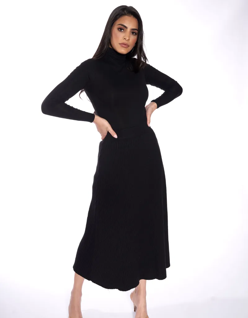 A Line Knit Midi Skirt