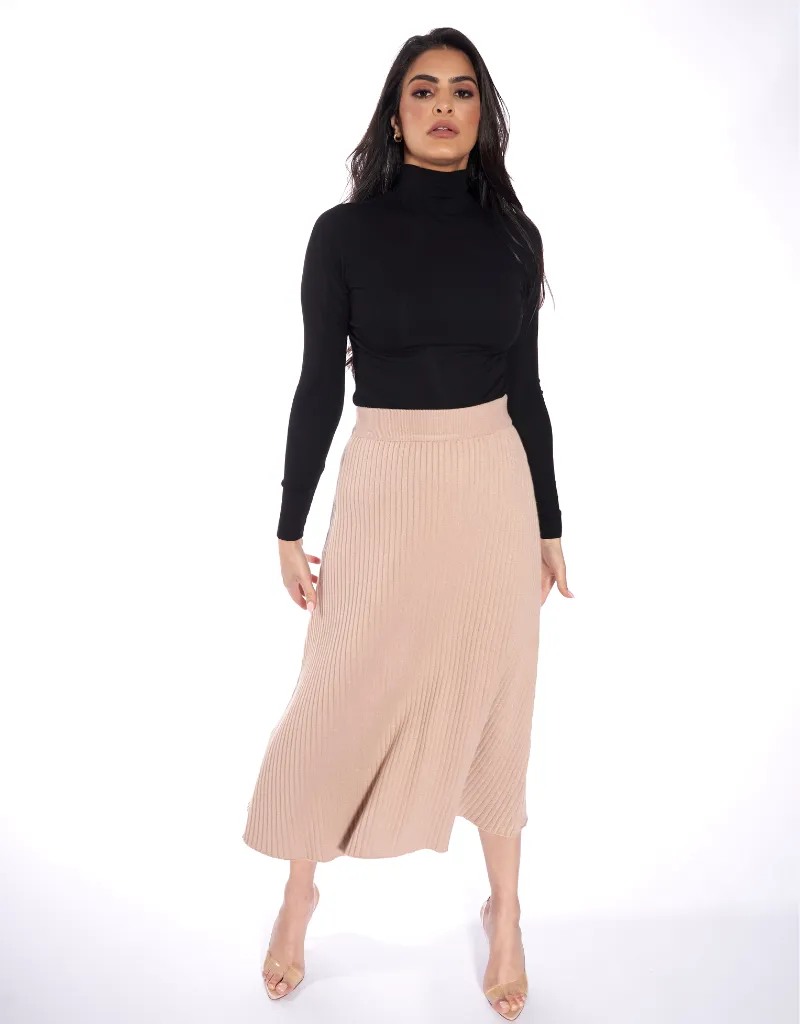 A Line Knit Midi Skirt