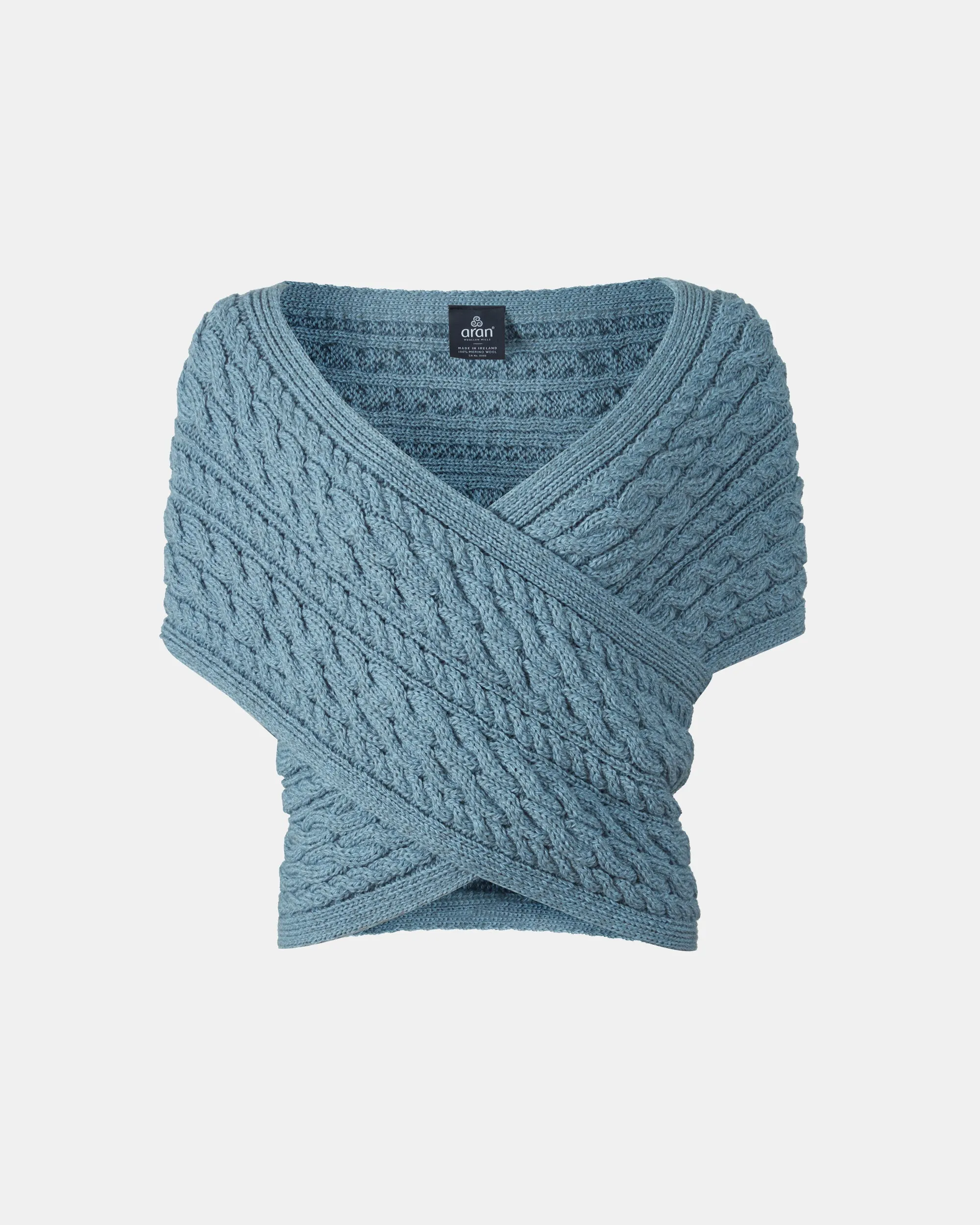 Aran Crossover Wrap | Mist Marl