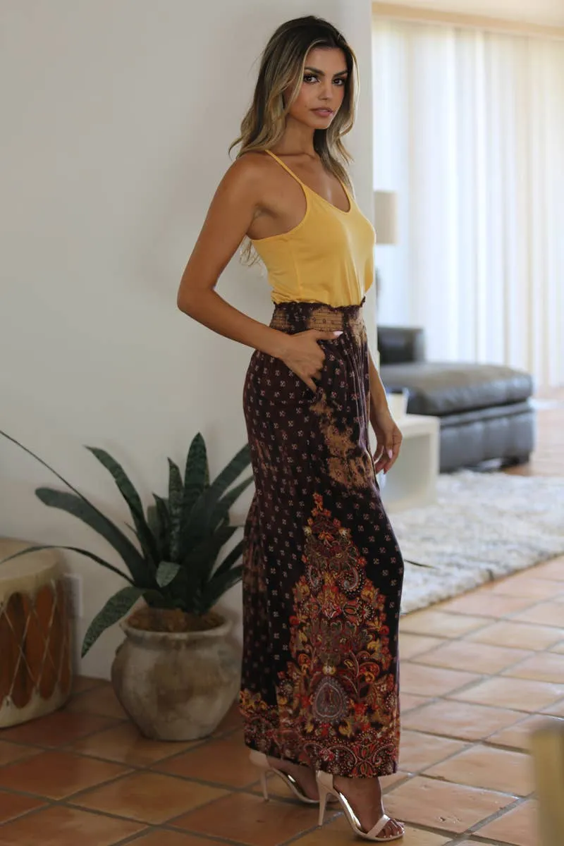 Bleach Tie Dye Effect Printed Wide Leg Pants with Elastic Waist, Gorgeous Print