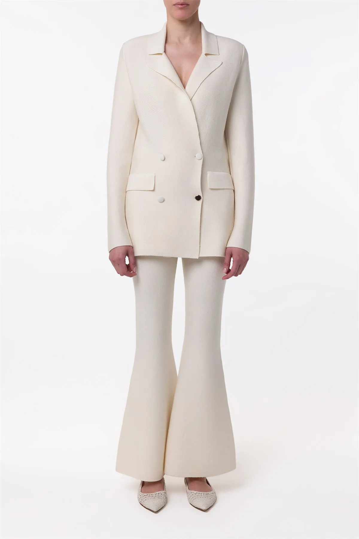 Bowen Knit Jacket in Ivory Merino Wool Cashmere