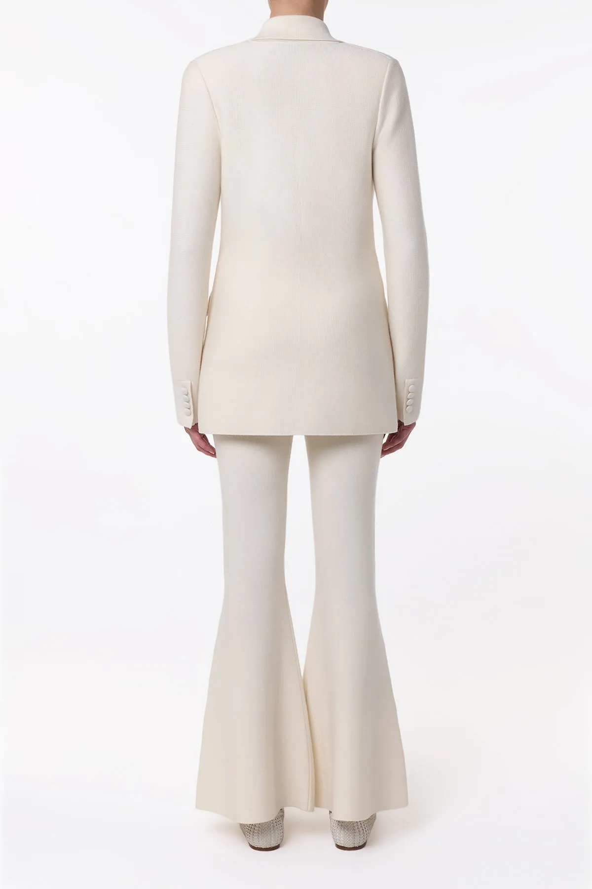 Bowen Knit Jacket in Ivory Merino Wool Cashmere