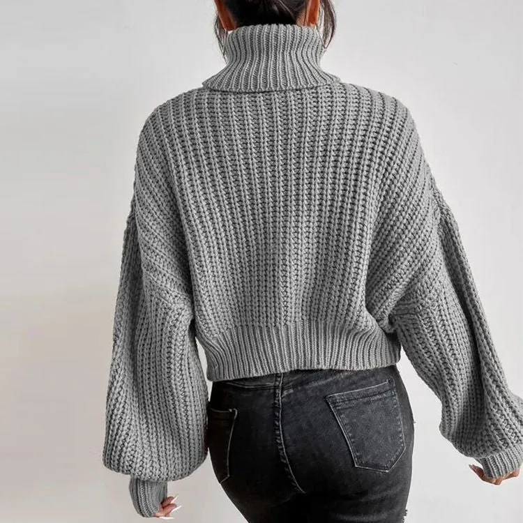 Casual Baggy Ribbed Turtle Neck Jumper Sweater