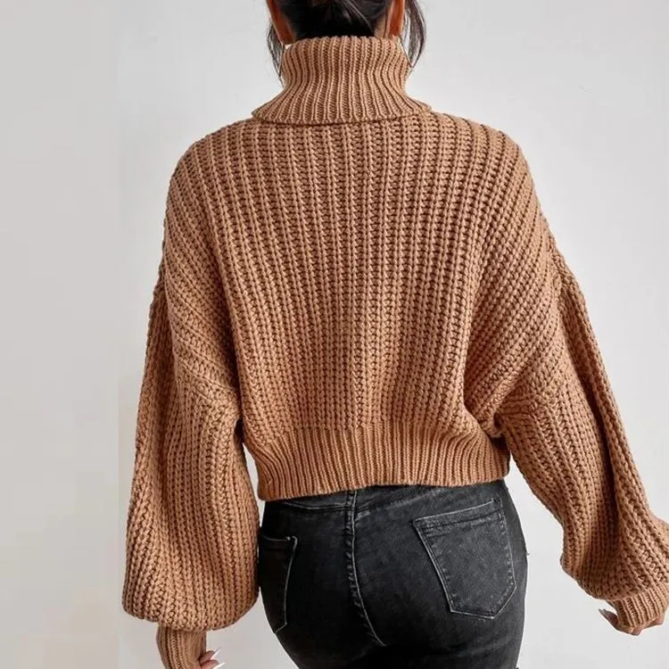 Casual Baggy Ribbed Turtle Neck Jumper Sweater