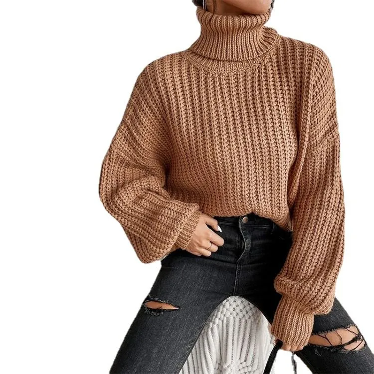 Casual Baggy Ribbed Turtle Neck Jumper Sweater