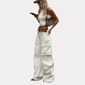 casual wide-leg cargo pants