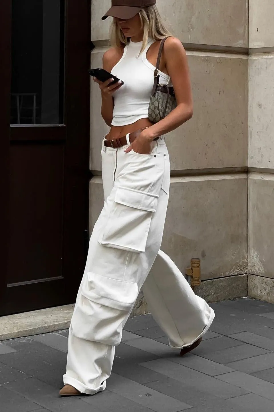 casual wide-leg cargo pants