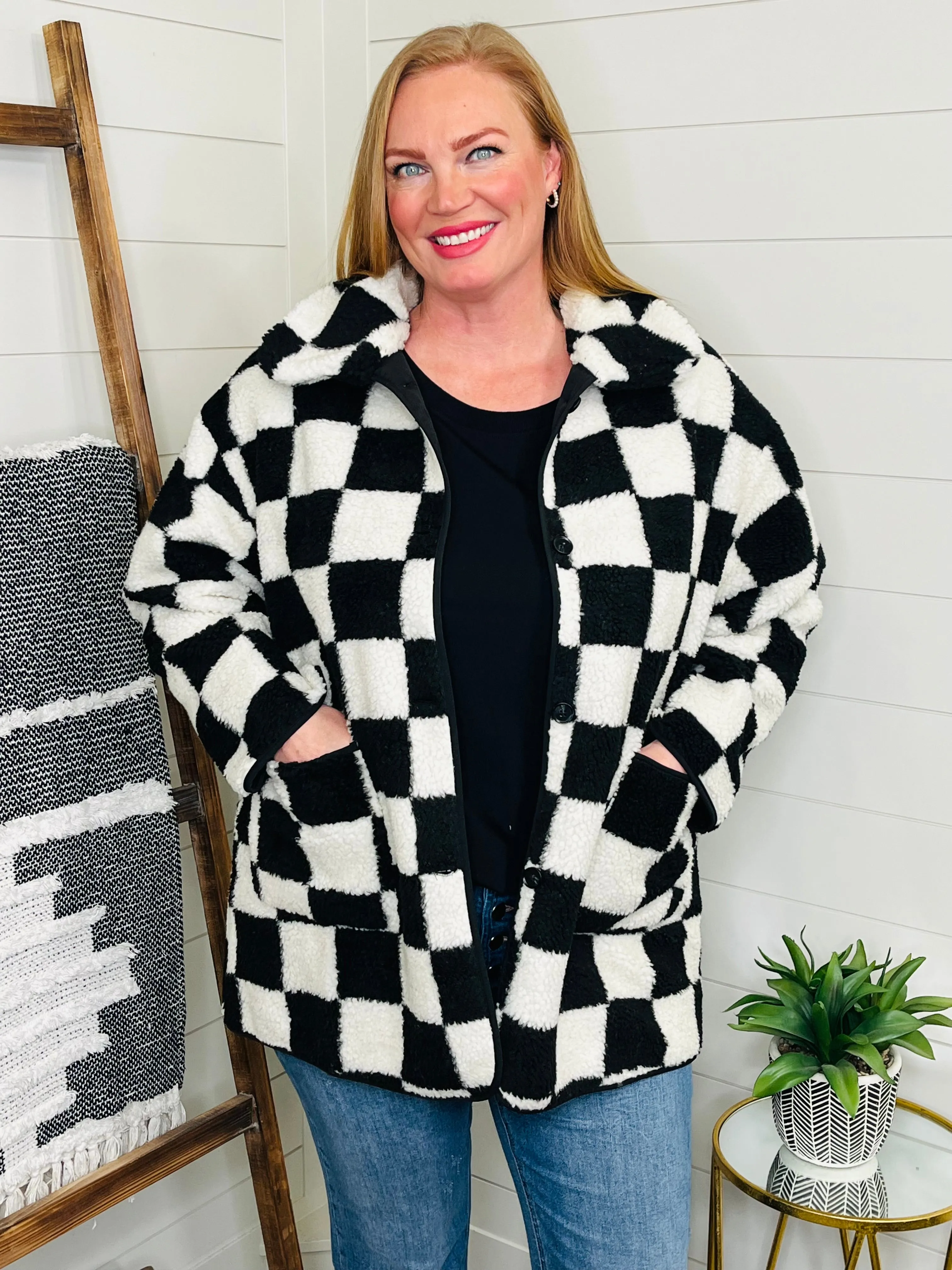 Checkered Chic Sherpa Jacket