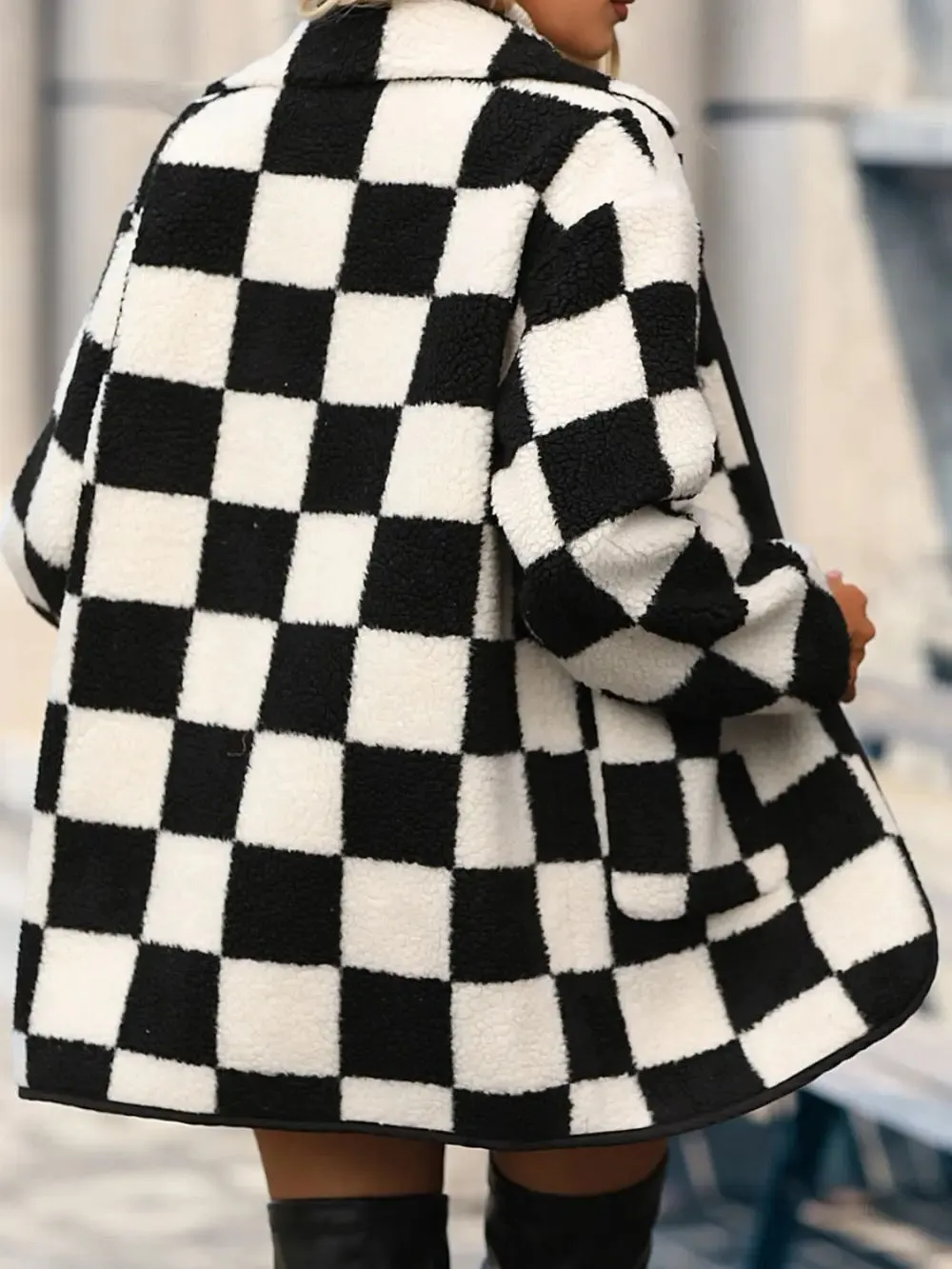 Checkered Chic Sherpa Jacket