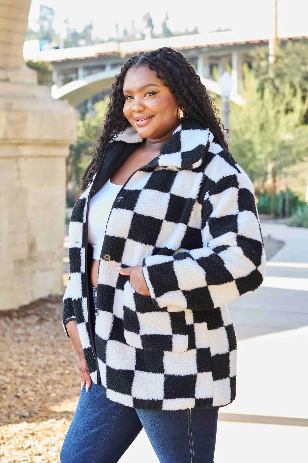 Checkered Chic Sherpa Jacket