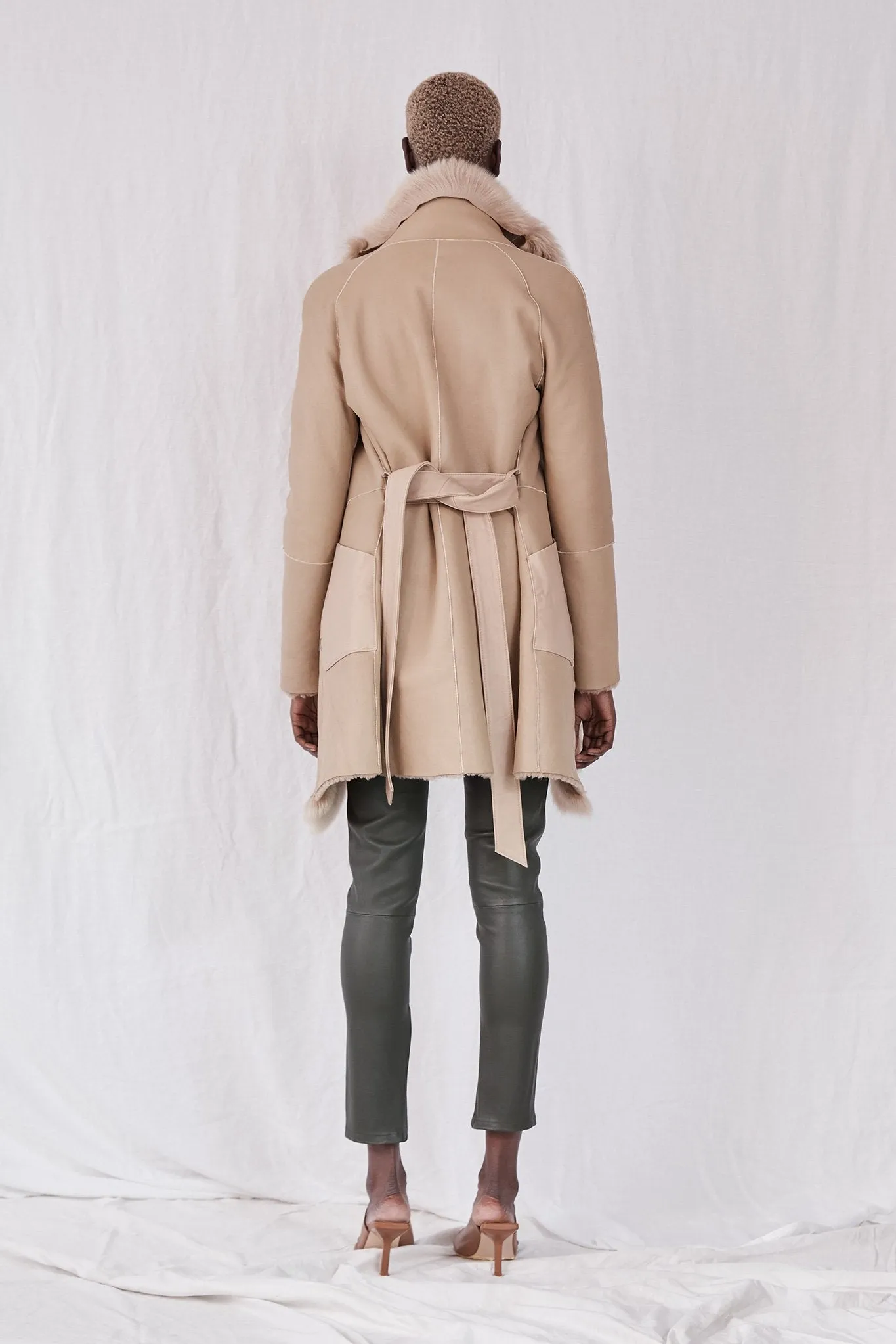 Chelsea Slouch Shearling Coat Biscuit Shearling