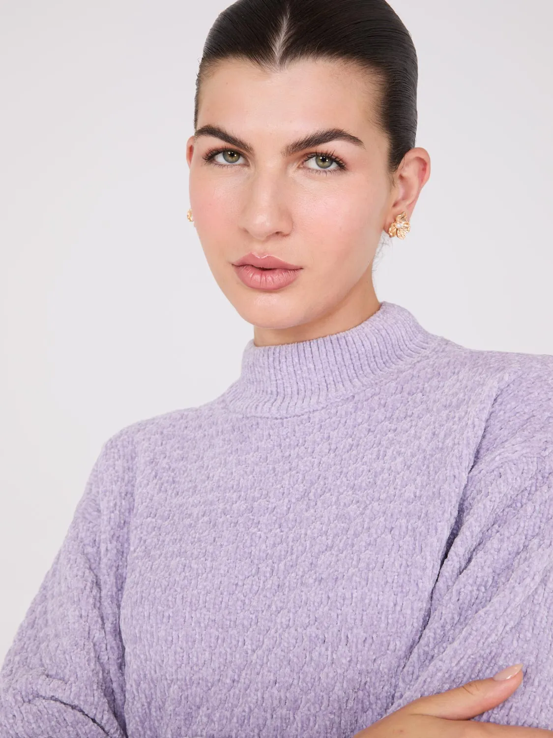 Chenille Mock Neck Sweater