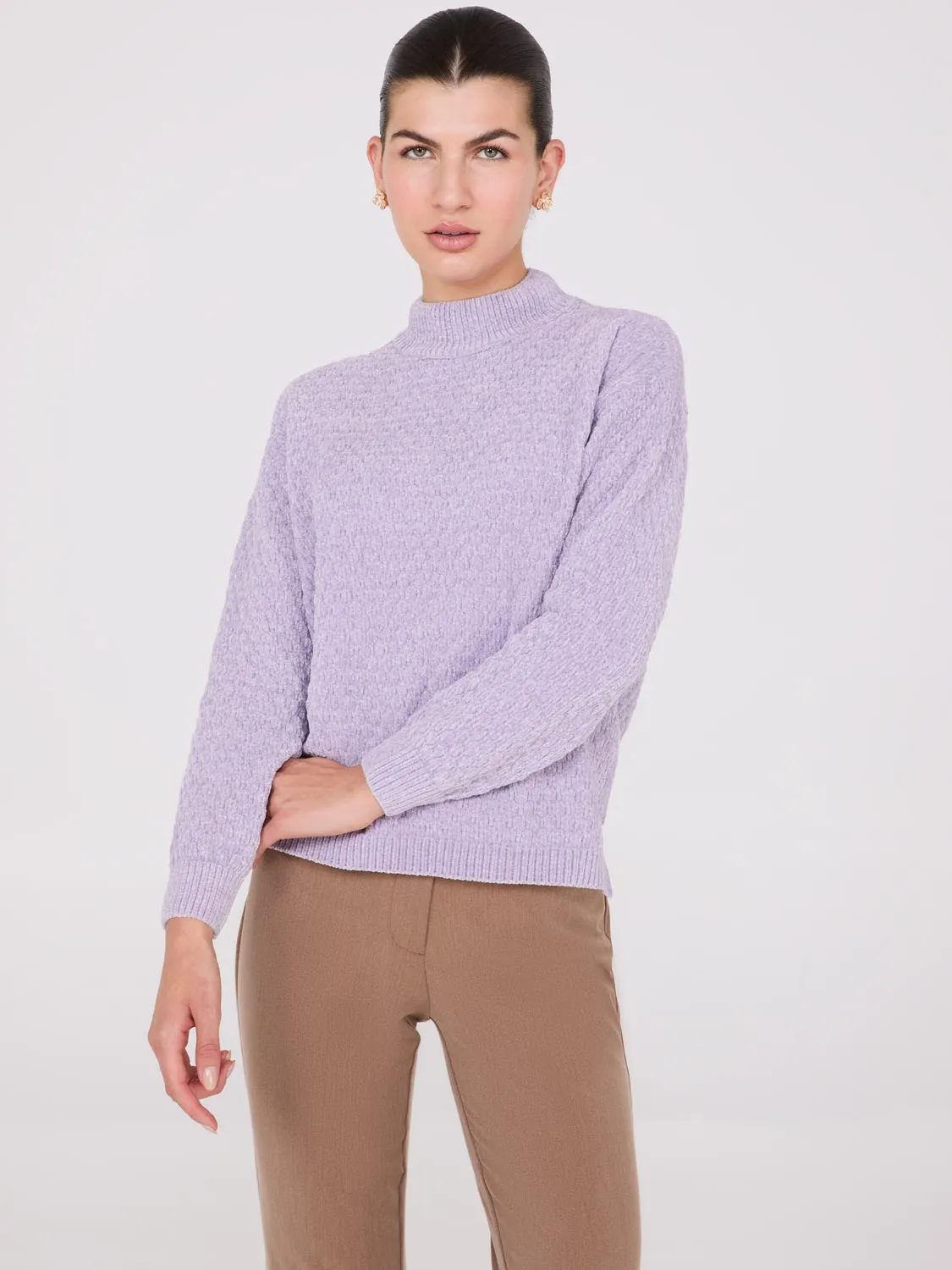 Chenille Mock Neck Sweater