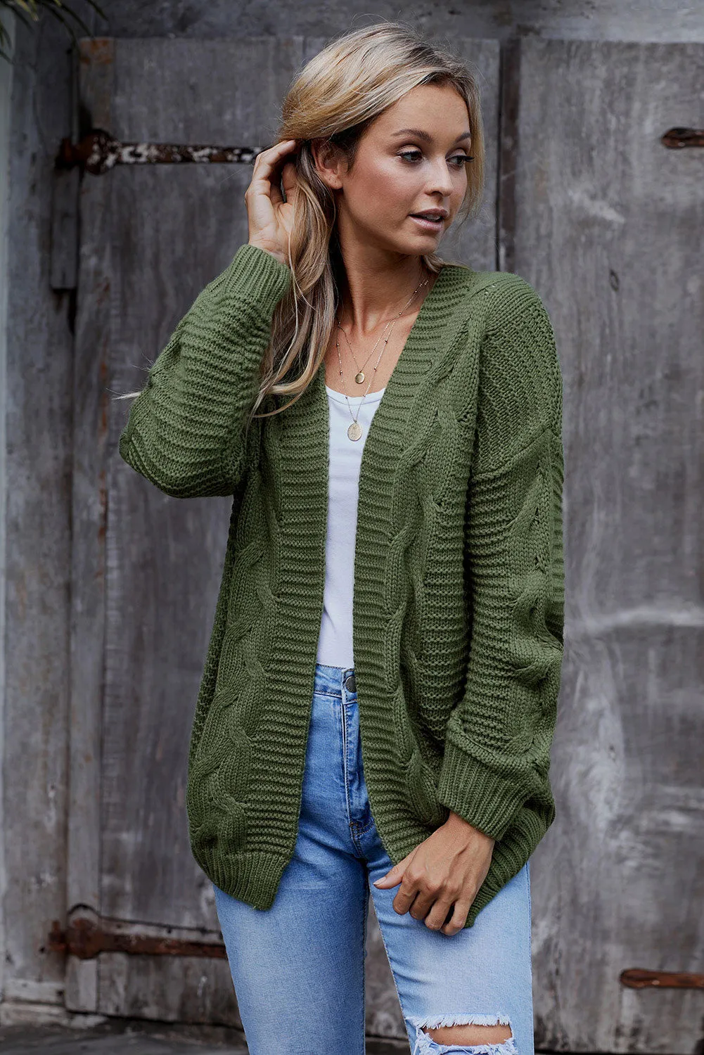 Chunky Wide Long Sleeve Knit Cardigan