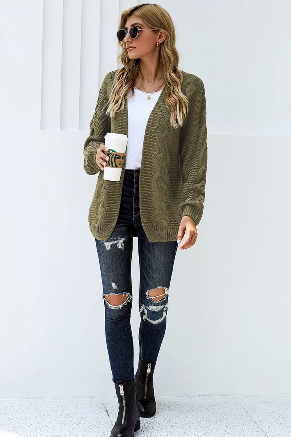 Chunky Wide Long Sleeve Knit Cardigan