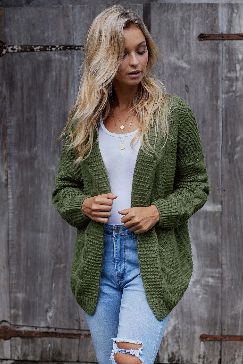 Chunky Wide Long Sleeve Knit Cardigan