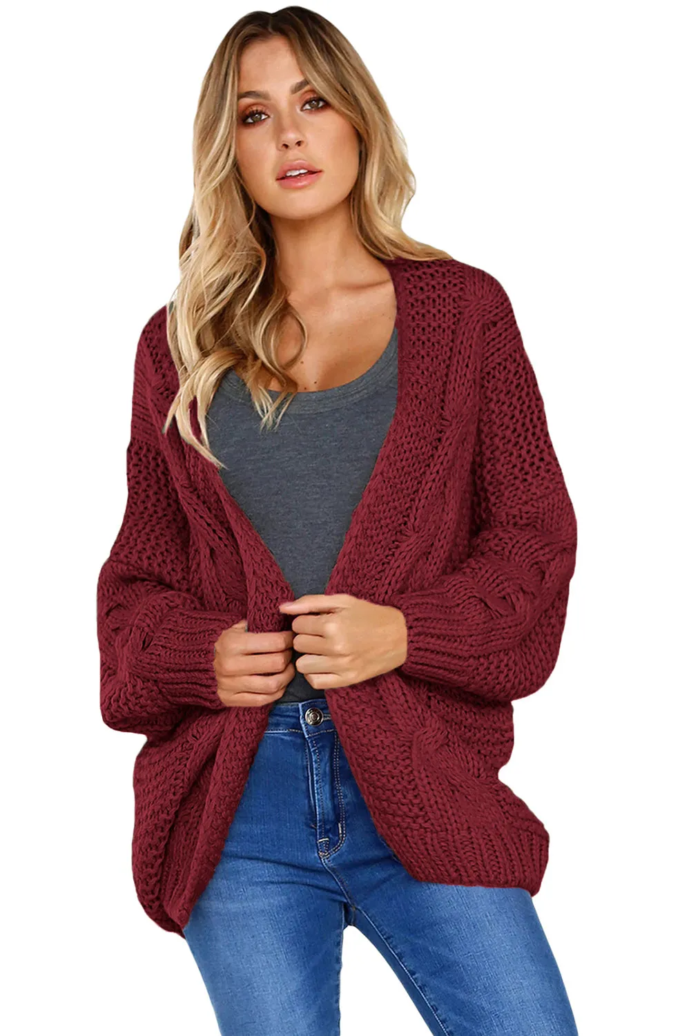 Chunky Wide Long Sleeve Knit Cardigan