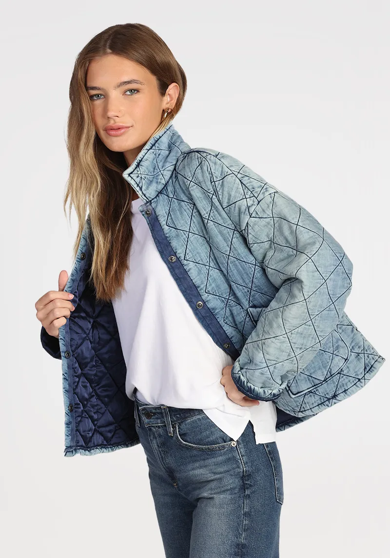 Claire Denim Satin Quilted Jacket