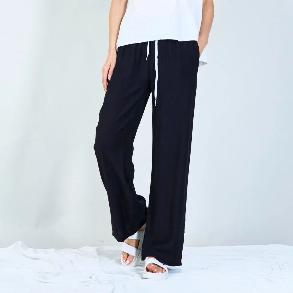 Comfortable wide-leg drawstring pants wholesale