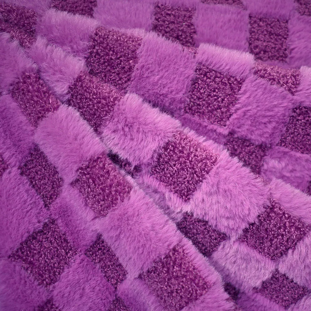 Cozy Checkered Teddy Sherpa Fleece Orchid