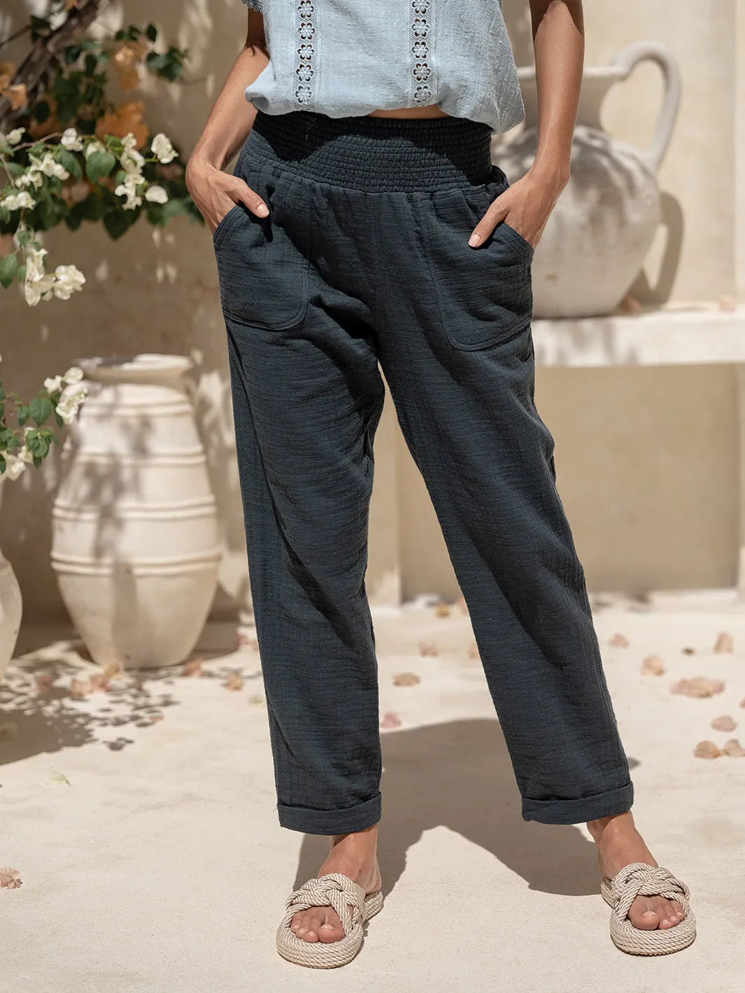 Delphi Cotton Pants Charcoal