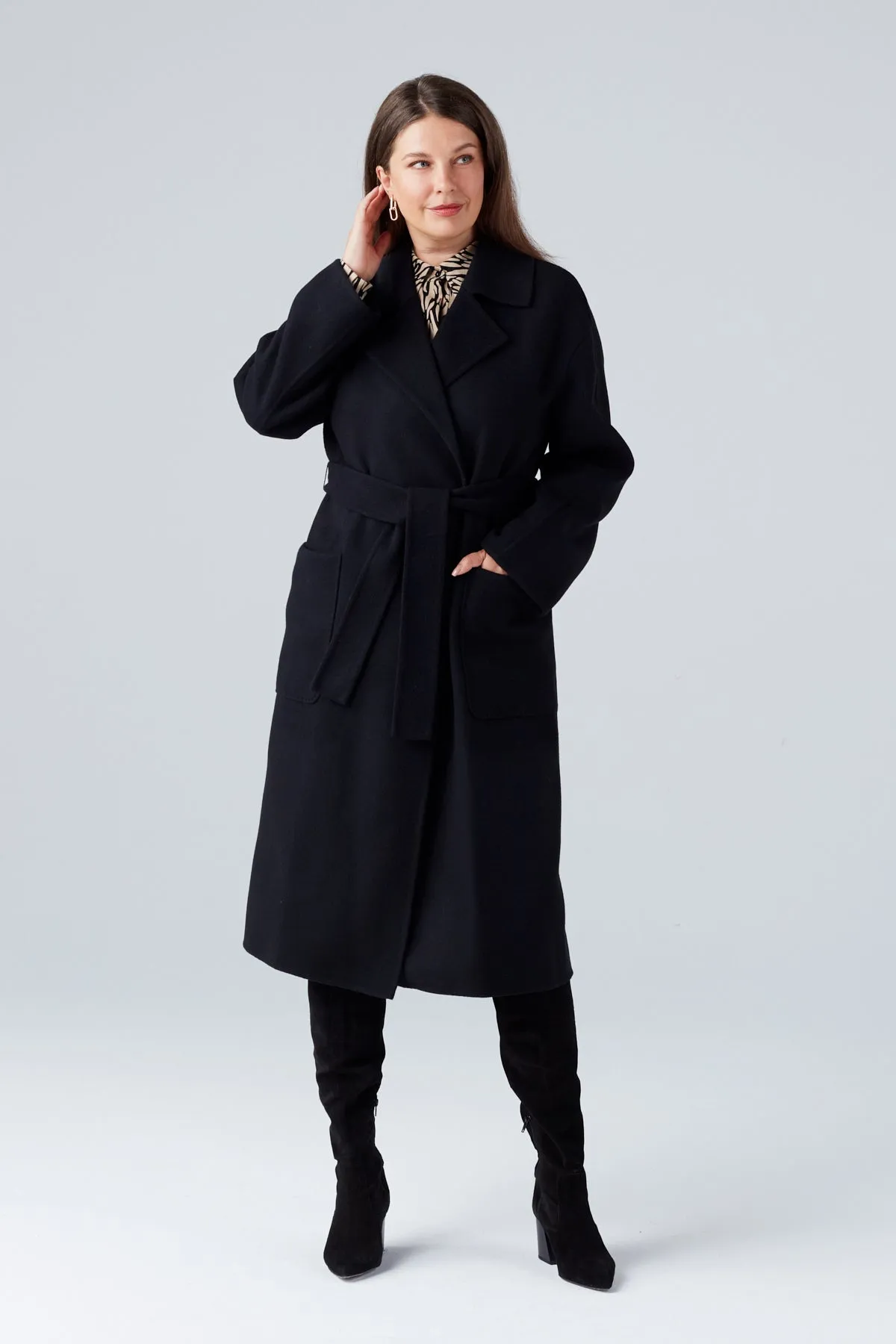 DOUBLE FACED COAT IN BLACK