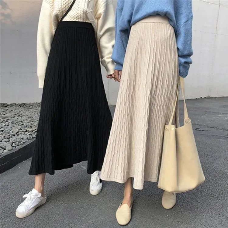 Elegant Knitted A-Line Skirt