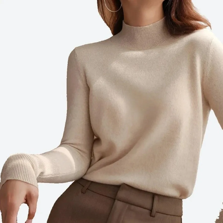 Elegant Mock Neck Long-Sleeve Sweaters