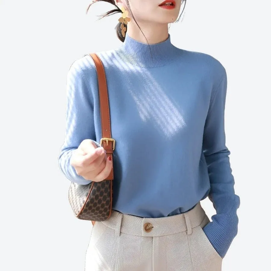 Elegant Mock Neck Long-Sleeve Sweaters