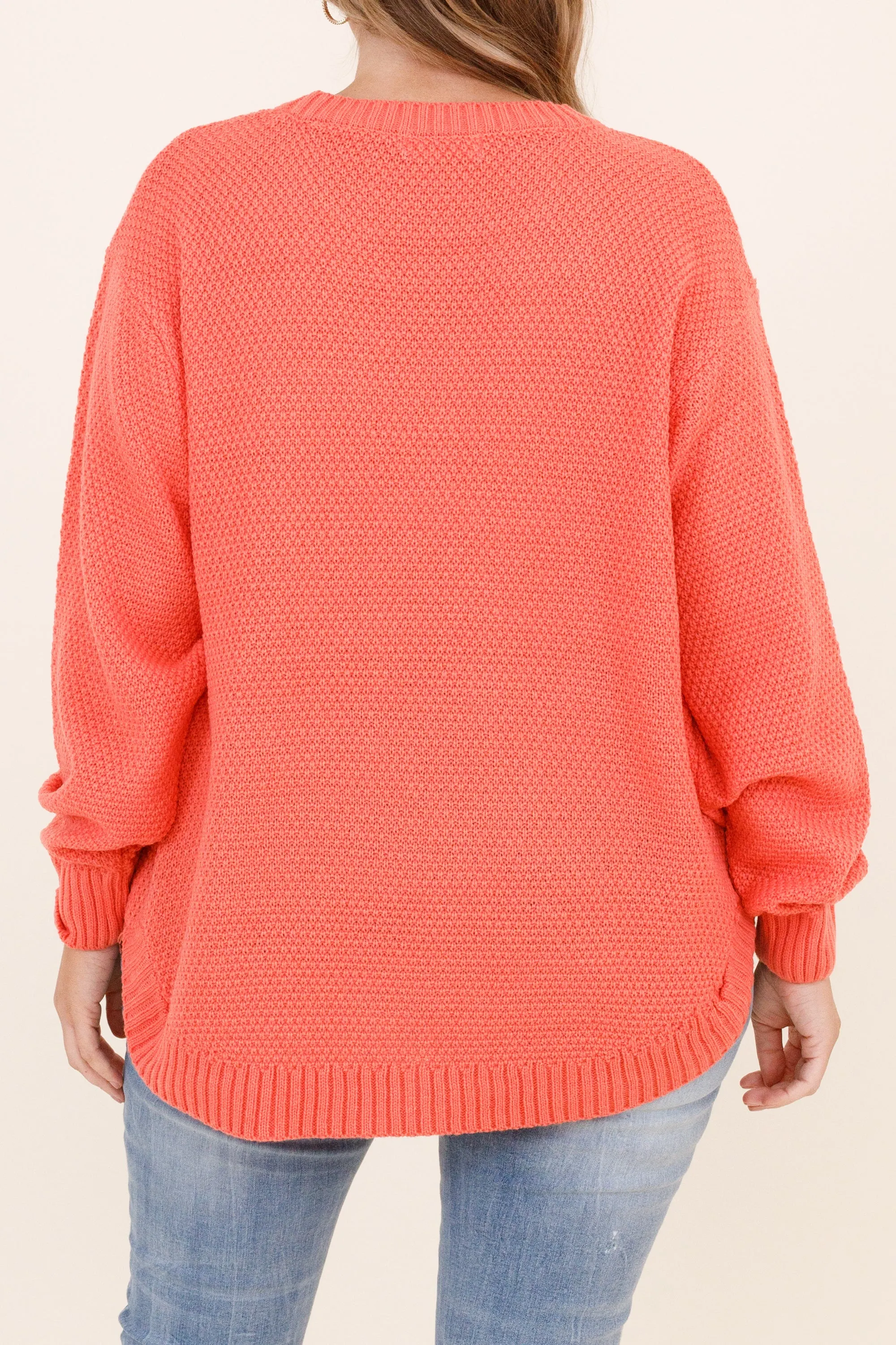 Fall For Me Sweater, Deep Coral