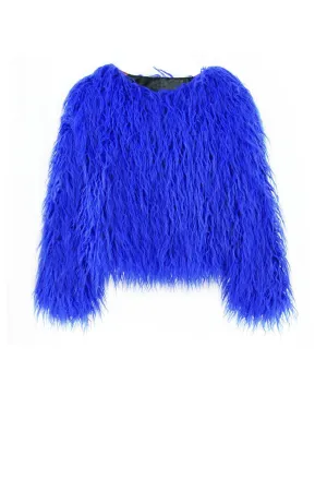 Faux Fur Jacket in Blue