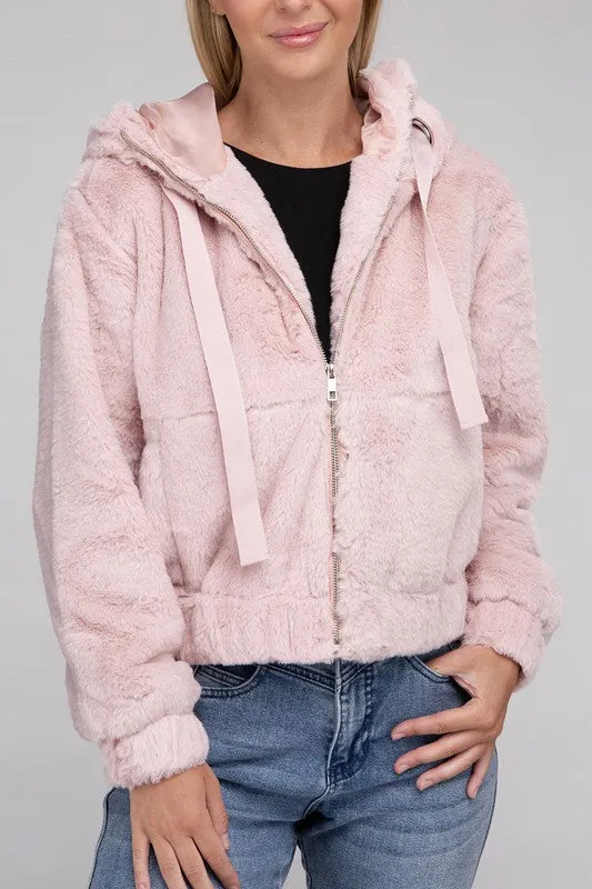 Fluffy Zip-Up Teddy Hoodie