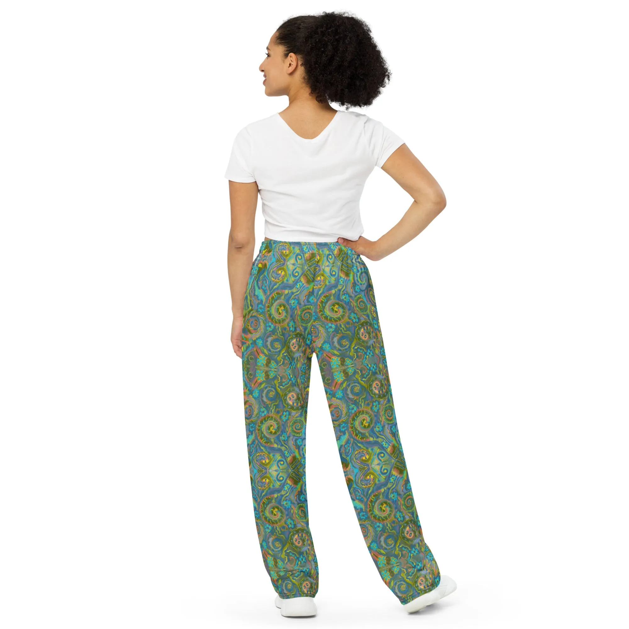 Green Energy Spiral unisex wide-leg pants