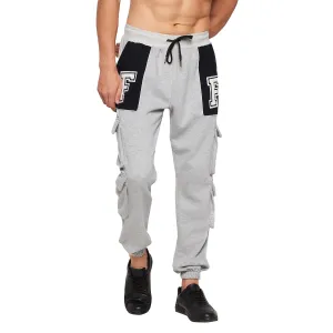 Grey Fleece Oversized Cargo Joggers