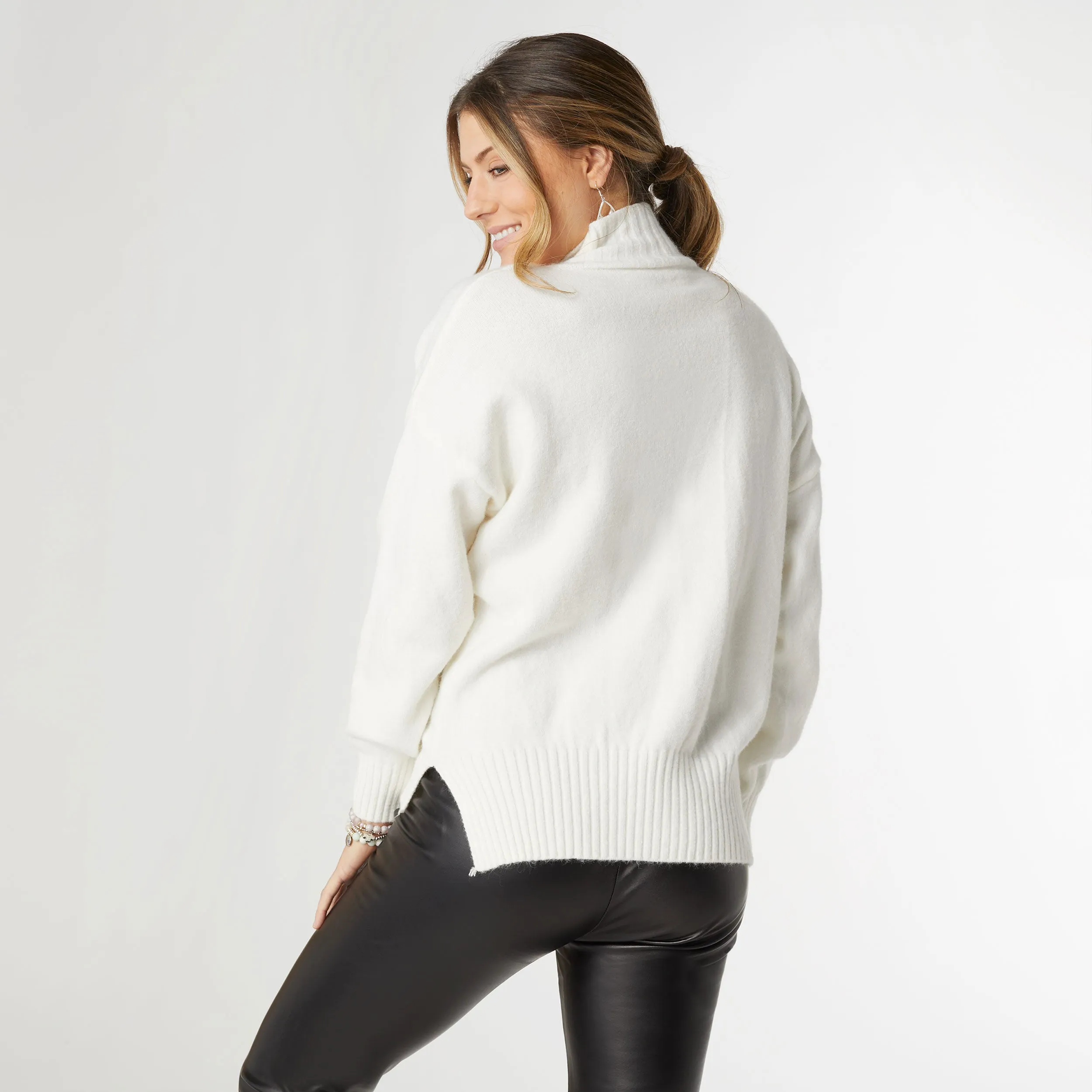 Haylo Soft Mock Neck Sweater - Winter White