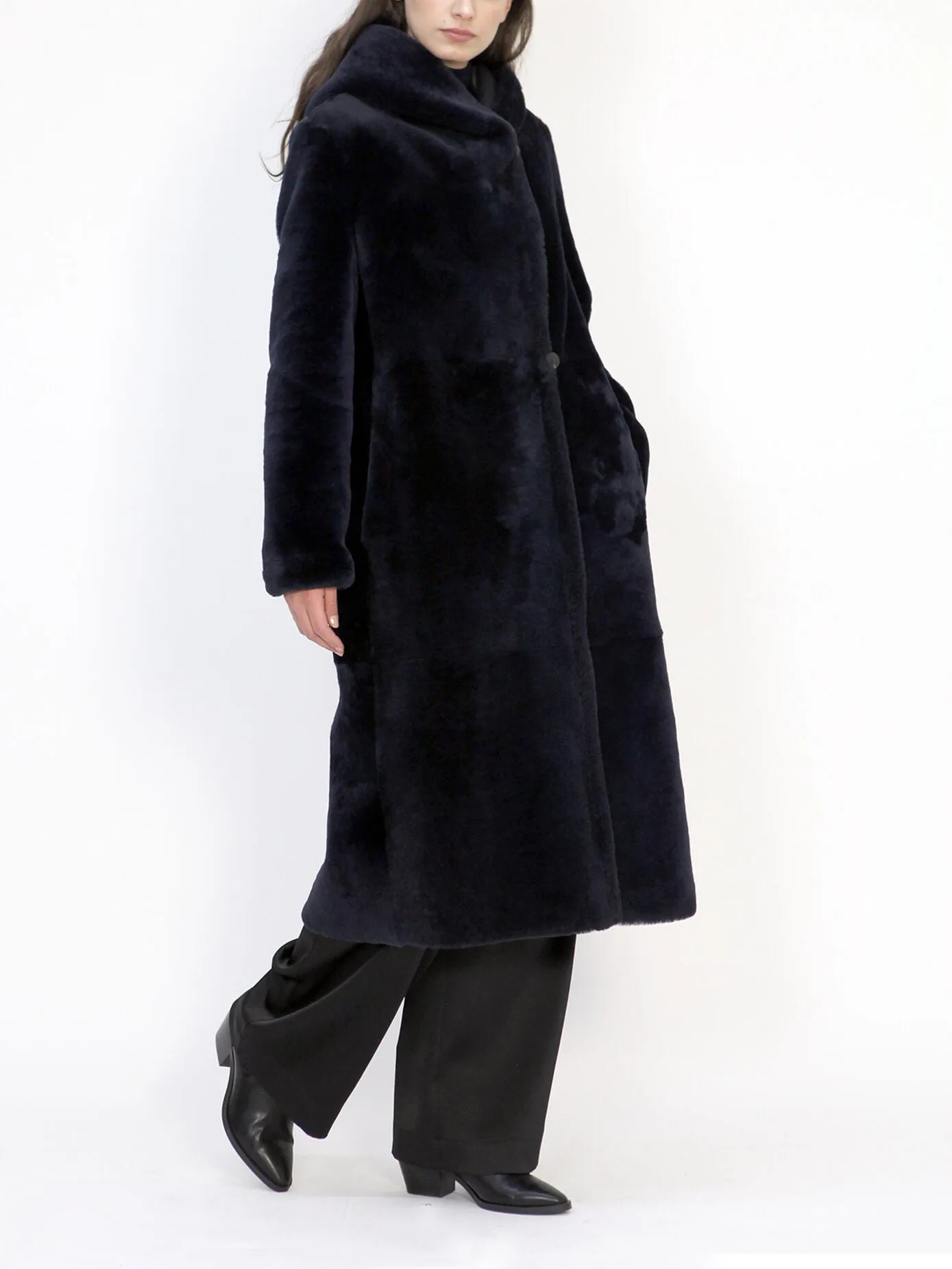 Isabelle Reversible Long Italian Merino Shearling Sheepskin Coat