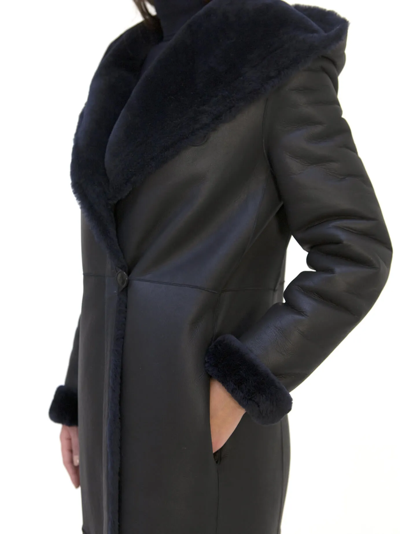 Isabelle Reversible Long Italian Merino Shearling Sheepskin Coat