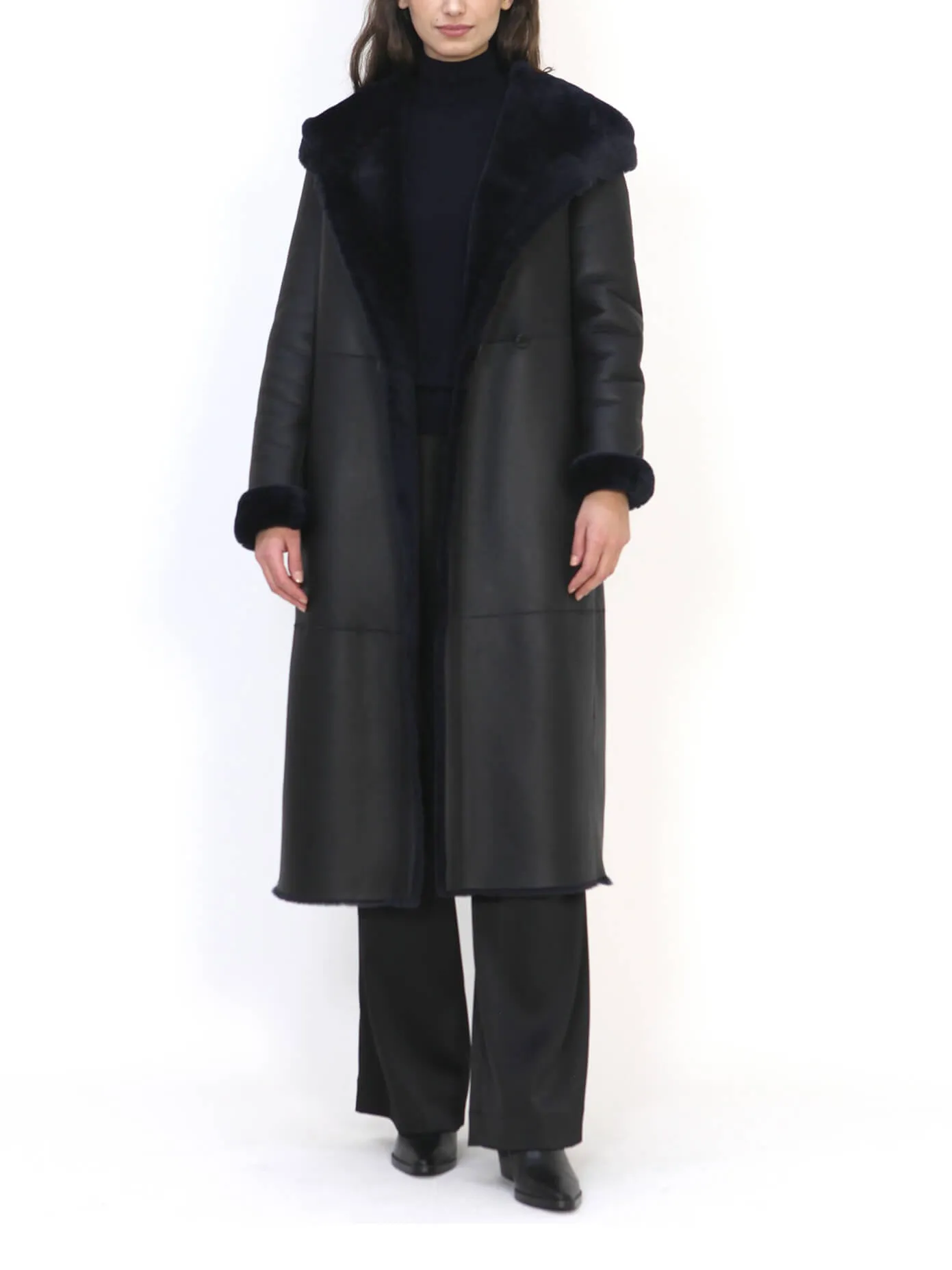 Isabelle Reversible Long Italian Merino Shearling Sheepskin Coat