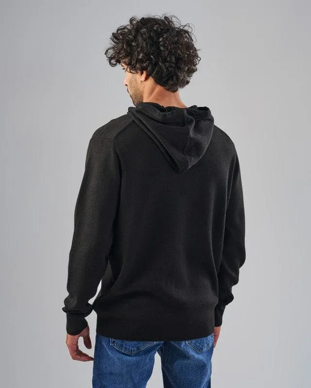 KNIT HOODIE   - BLACK