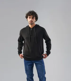 KNIT HOODIE   - BLACK