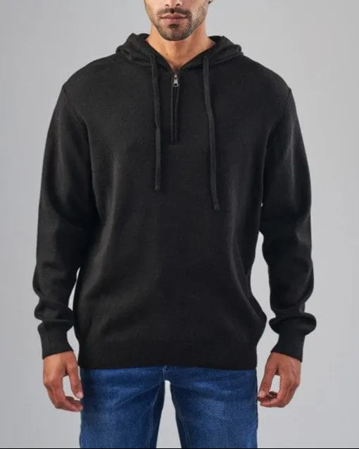 KNIT HOODIE   - BLACK