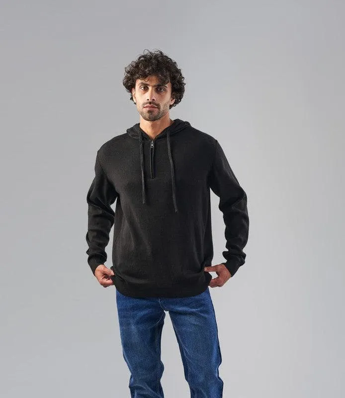 KNIT HOODIE   - BLACK