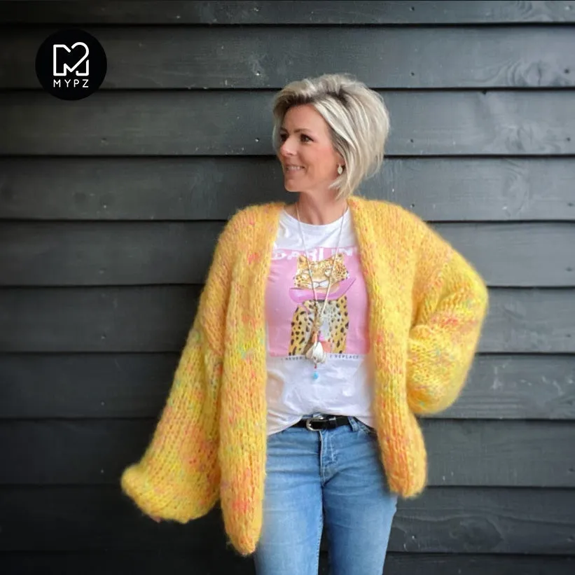 Knitting Kit - MYPZ Chunky Mohair Cardigan Yellow Pops No.15 (ENG-NL)