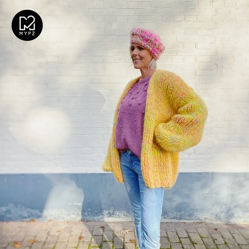 Knitting Kit - MYPZ Chunky Mohair Cardigan Yellow Pops No.15 (ENG-NL)