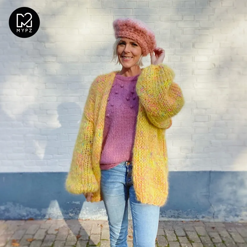 Knitting Kit - MYPZ Chunky Mohair Cardigan Yellow Pops No.15 (ENG-NL)